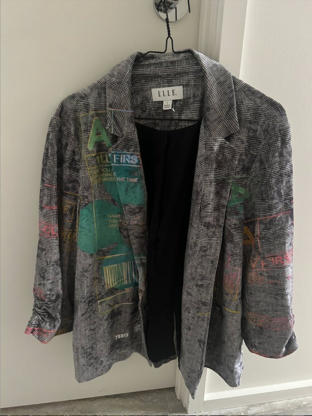 ELLE x NYC Artist Collab Oversized Blazer | Grunge Graphic Art Statement Piece |